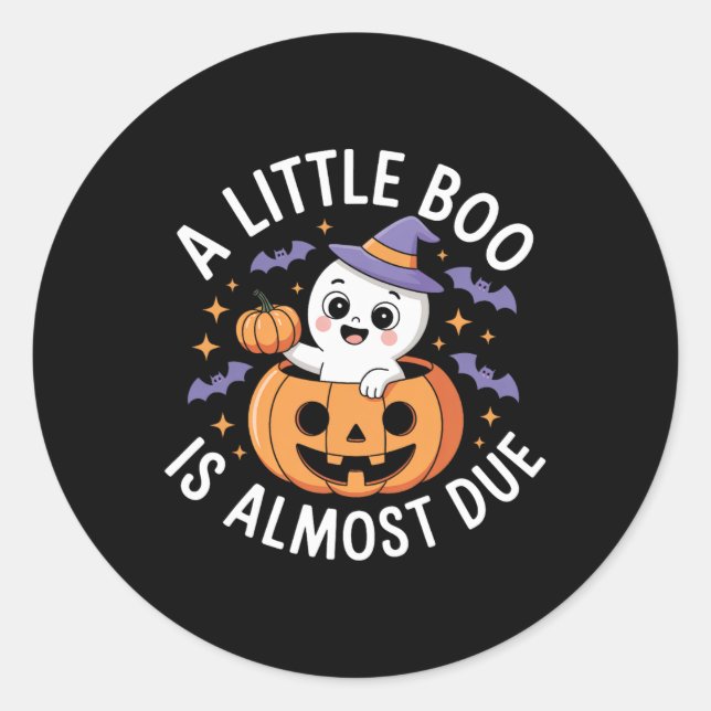 Sticker Rond Little Boo Est Presque Dû Mignonne Grossesse Hallo (Devant)