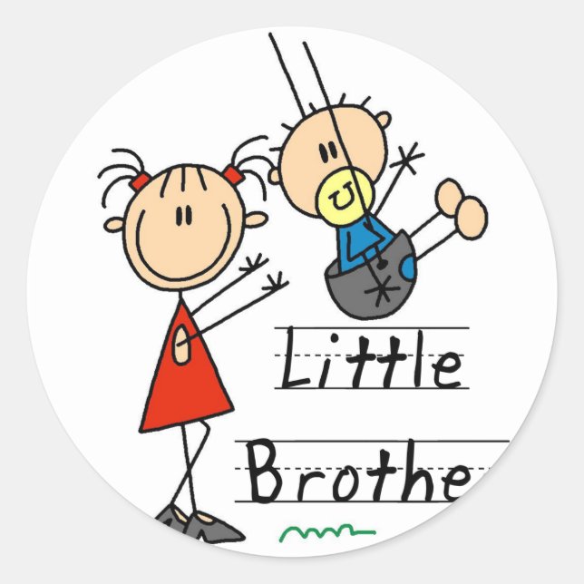 Sticker Rond Little Brother avec Big Sister Tshirts (Devant)