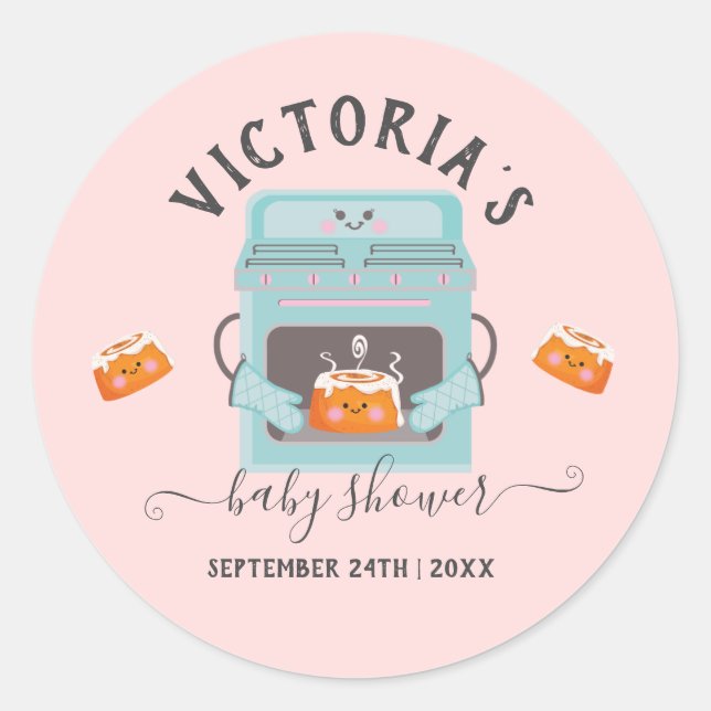 Sticker Rond Little Bun dans le Baby shower du four (Devant)