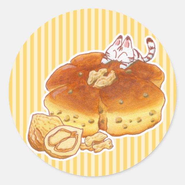 Sticker Rond Little Cat & Walnut bread (Devant)