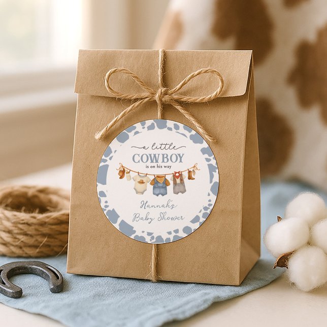 Sticker Rond Little Cowboy Western Baby Shower (Créateur téléchargé)