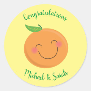 Sticker Rond Little Cutie Tangerine Baby shower Genre Neutre