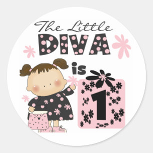 Sticker Rond Little Diva 1er Anniversaire Tshirts et cadeaux