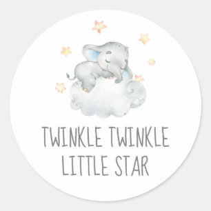 Sticker Rond Little Elephant Boy Twinkle Twinkle Little Star