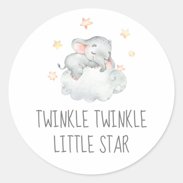 Sticker Rond Little Elephant Girl Twinkle Twinkle Little Star (Devant)
