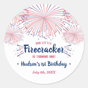 Sticker Rond Little Firecracker 4 juillet 1er anniversaire