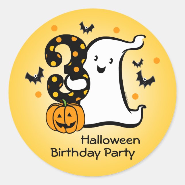 Sticker Rond Little Ghost 3ème anniversaire (Devant)