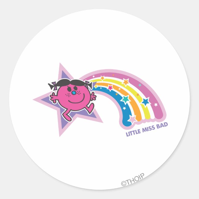 Sticker Rond Little Miss Bad & Rainbow (Devant)