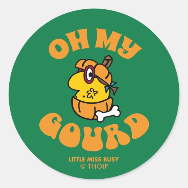 Sticker Rond Little Miss Busy Oh My Gourd Halloween (Devant)
