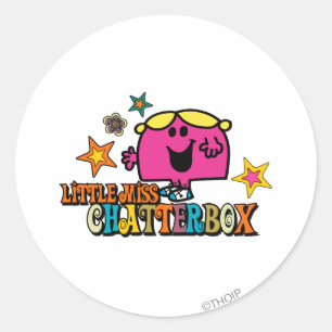 Sticker Rond Little Miss Chatterbox & Étoiles colorées