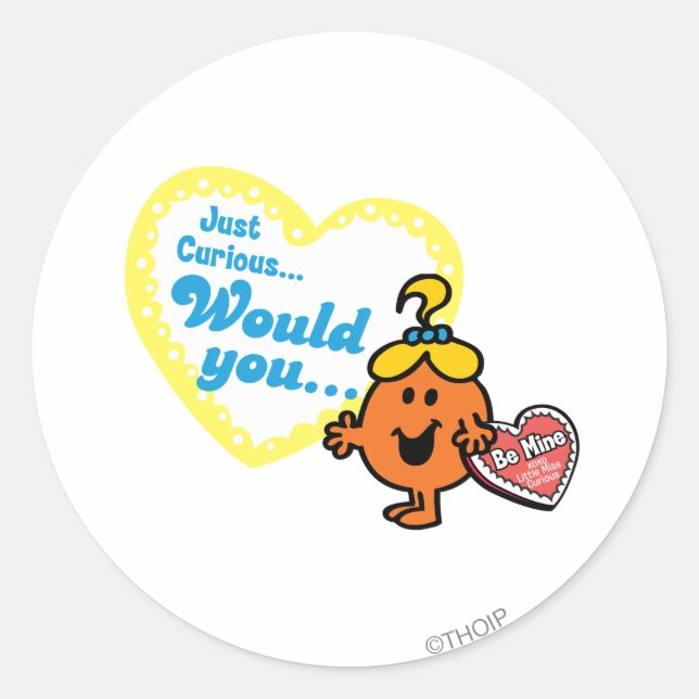 Sticker Rond Little Miss Curious Valentine's Day Wish (Devant)