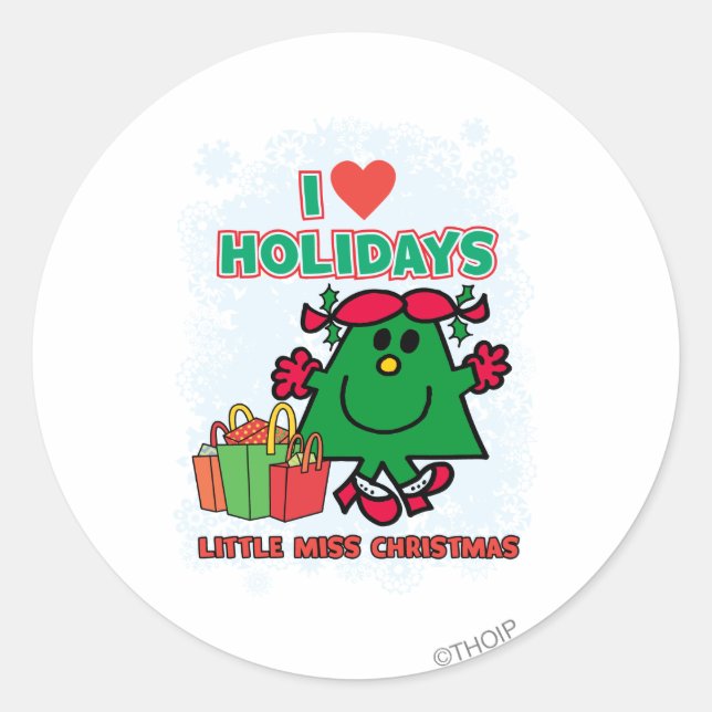 Sticker Rond Little Miss Noël | J'aime les vacances (Devant)