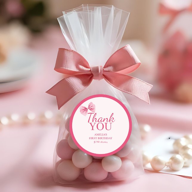 Sticker Rond Little Miss Onederful Pink bow Premier anniversair (Créateur téléchargé)