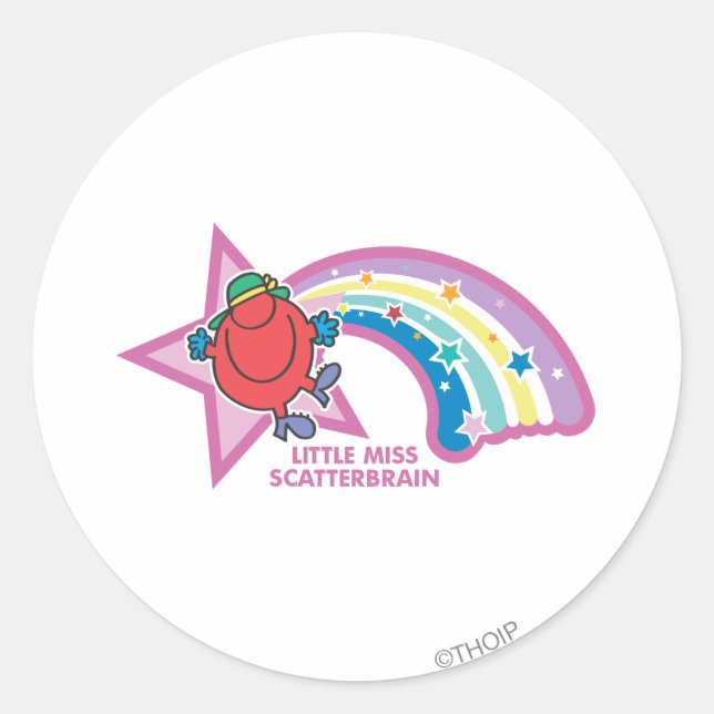 Sticker Rond Little Miss Scattercerveau | Arc en ciel et étoile (Devant)