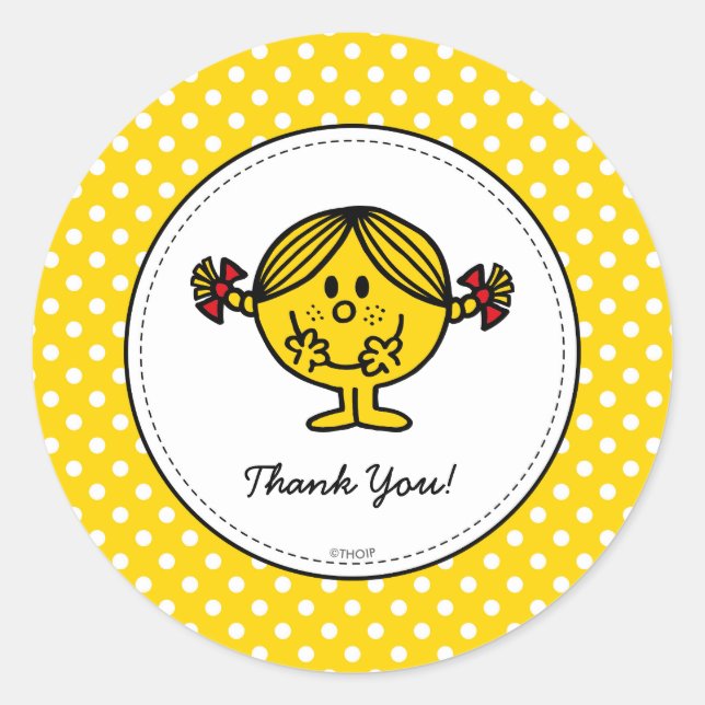 Sticker Rond Little Miss Sunshine | Merci d'anniversaire jaune (Devant)