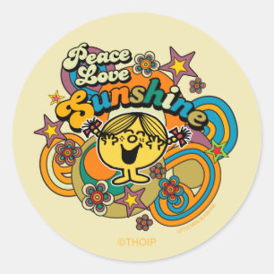 Sticker Rond Little Miss Sunshine Peace Love Sunshine