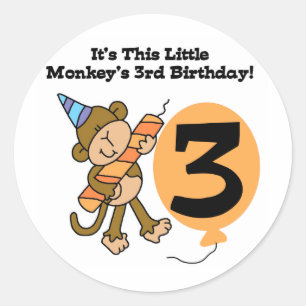 Sticker Rond Little Monkey 3e Anniversaire Tshirts et cadeaux
