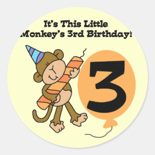 Sticker Rond Little Monkey 3e Anniversaire Tshirts et cadeaux