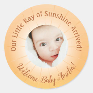 Sticker Rond Little Ray of Sunshine Baby shower