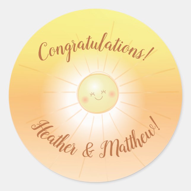 Sticker Rond Little Ray of Sunshine Baby shower (Devant)