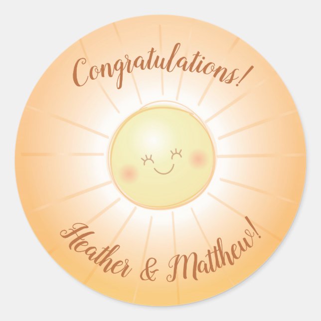 Sticker Rond Little Ray of Sunshine Baby shower (Devant)