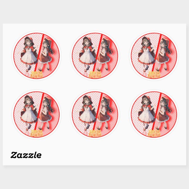Sticker Rond Little Red Riding Hood (Feuille)