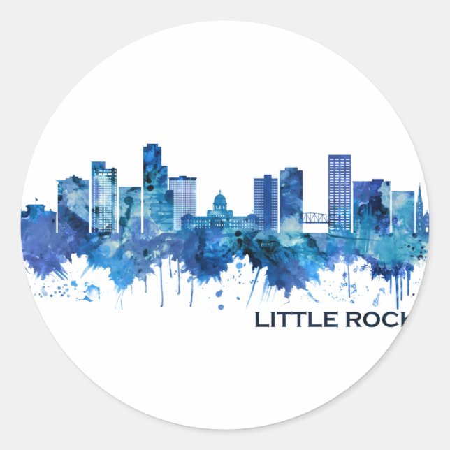 Sticker Rond Little Rock Arkansas Skyline Blue (Devant)