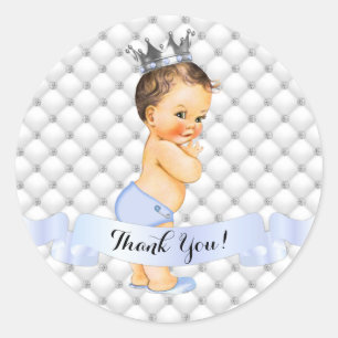 Sticker Rond Little Royal Prince Diamonds Bijoux Couronne bleu