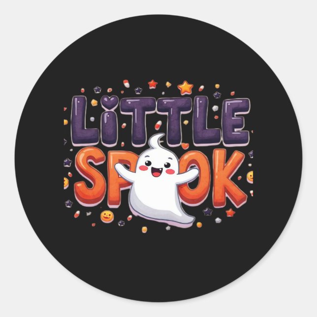 Sticker Rond Little Spook Cute Halloween style créatif (Devant)