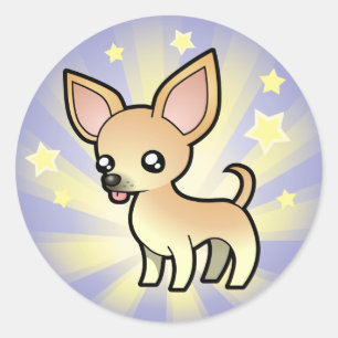 Sticker Rond Little Star Chihuahua (manteau lisse)