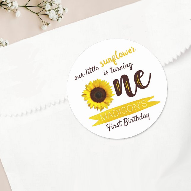 Sticker Rond Little Sunflower 1er anniversaire (Créateur téléchargé)