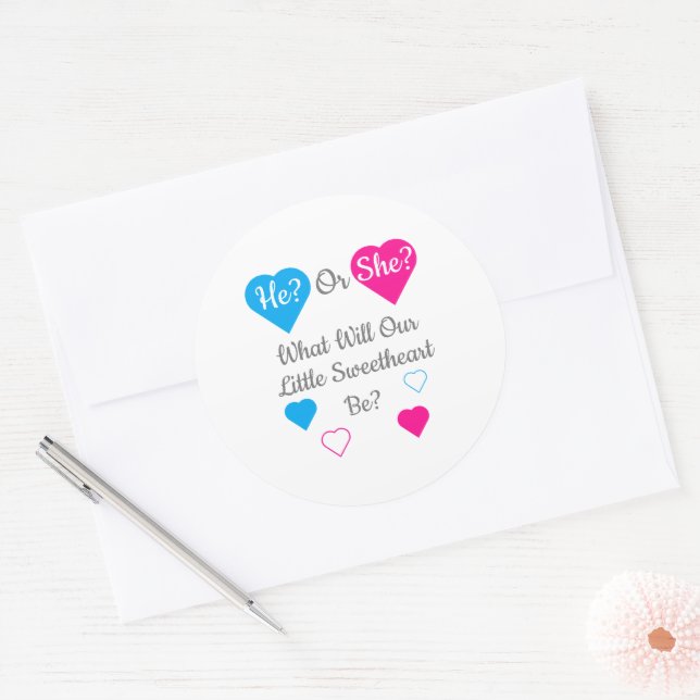 Sticker Rond Little Sweetheart Saint-Valentin Révélation de gen (Enveloppe)