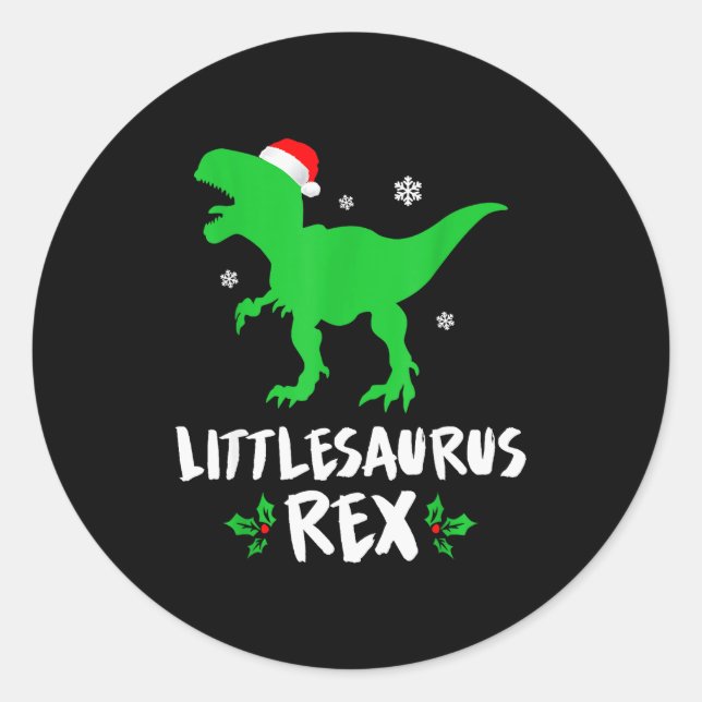 Sticker Rond Little T Rex Matching Family Christmas Dinosaur Sh (Devant)