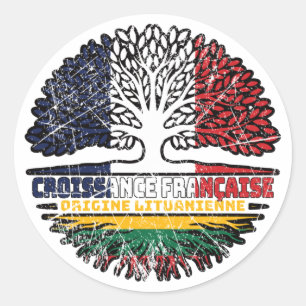 Sticker Rond Lituanie Lituanie Français France drapeau des raci