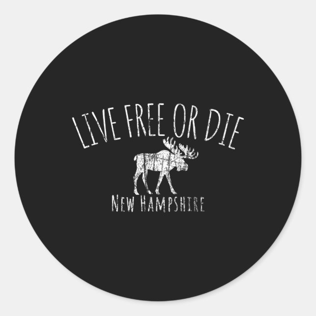Sticker Rond Live Free Ou Die New Hampshire (Devant)