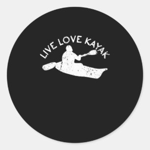 Sticker Rond Live Love Kayak Rowing Paddle Kayak Canoe Love