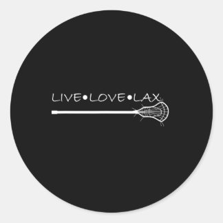 Sticker Rond Live Love Lax Lacrosse Avec Conception De Baguette