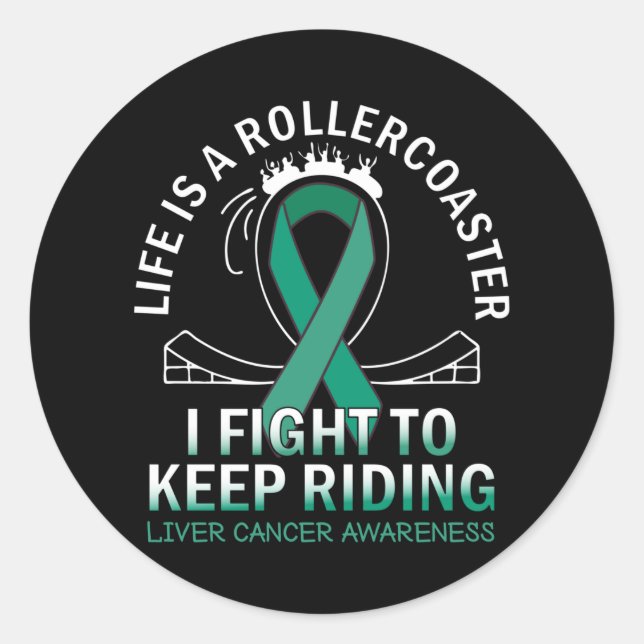 Sticker Rond Liver cancer awareness emerald green ribbon (Devant)