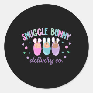 Sticker Rond Livraison de Bunny Snuggle Co Mère Bébé Joyeux Pâq