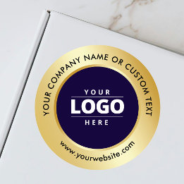 Sticker Rond Livraison de luxe Marine Blue Gold Business Logo