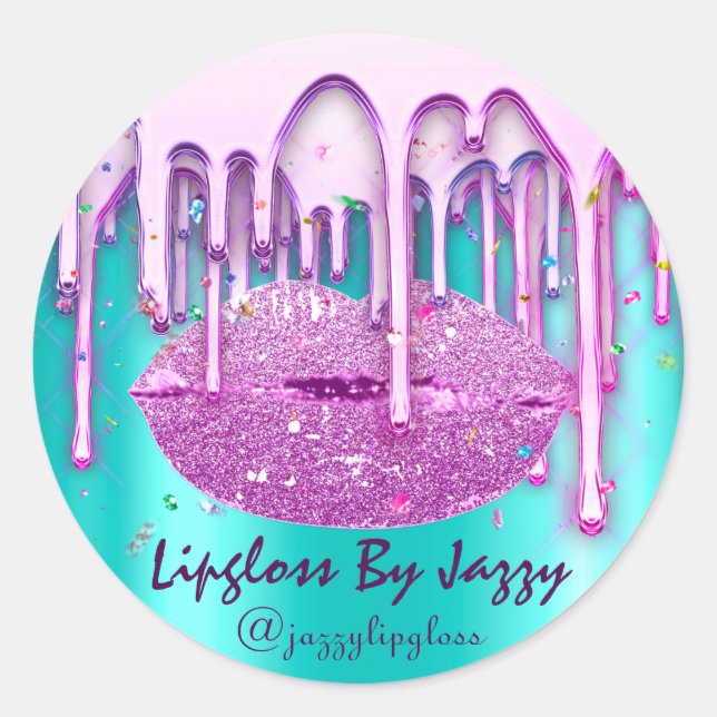 Sticker Rond Livraison de maquillage rose Confetti (Devant)