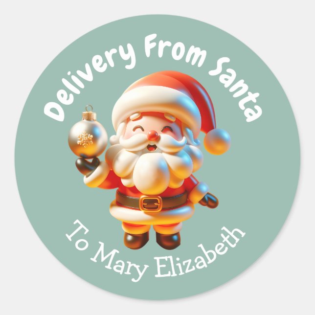 Sticker Rond Livraison de Noël personnalisable à partir de Père (Devant)