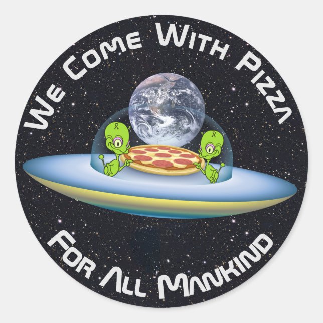 Sticker Rond Livraison personnalisée de pizza UFO (Devant)