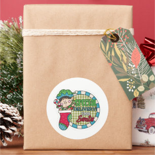 Sticker Rond Livraison spéciale de Père Noël