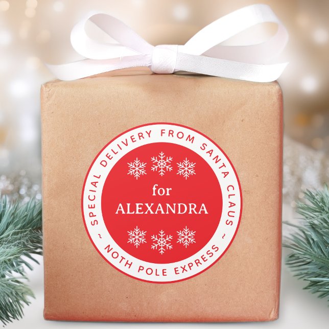 Sticker Rond Livraison spéciale de Père Noël Pôle Nord Nom (Créateur téléchargé)