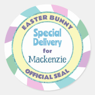 Sticker Rond Livraison spéciale du lapin de Pâques