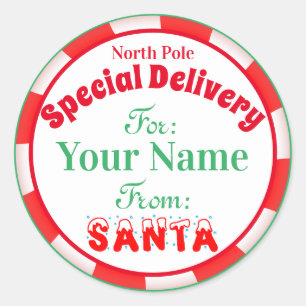 Sticker Rond Livraison spéciale du Pôle Nord de Père Noël