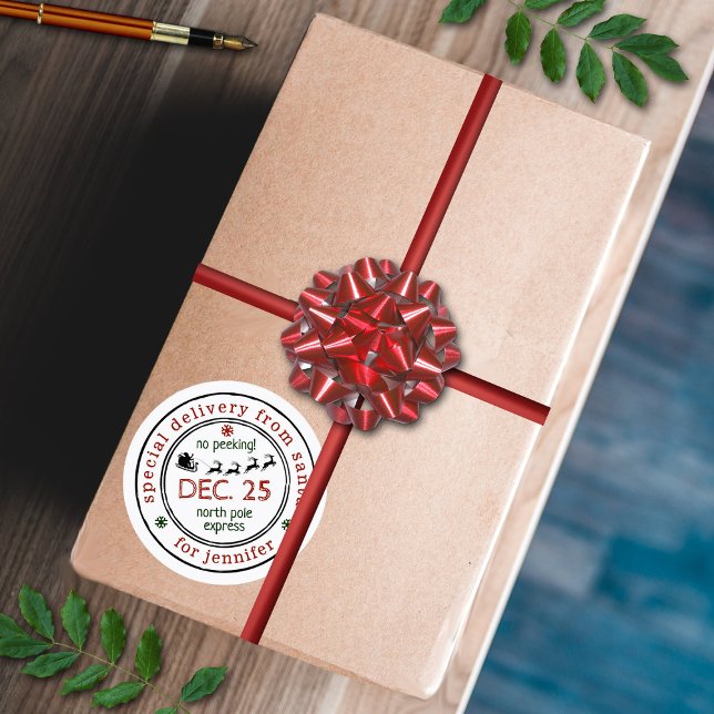 Sticker Rond Livraison spéciale du Pôle Nord Père Noël Cadeau d (Créateur téléchargé)