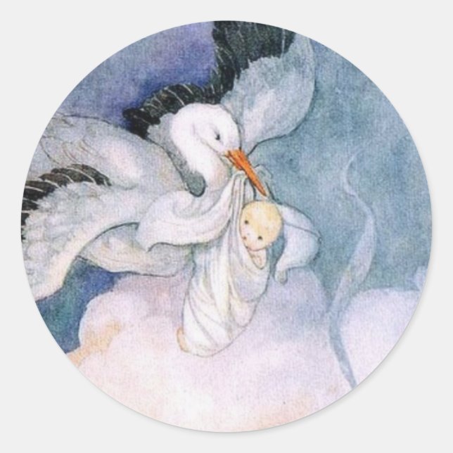 Sticker Rond Livraison spéciale Nouveau bébé (Devant)