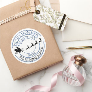 Sticker Rond Livraison spéciale Père Noël cadeau de Noël